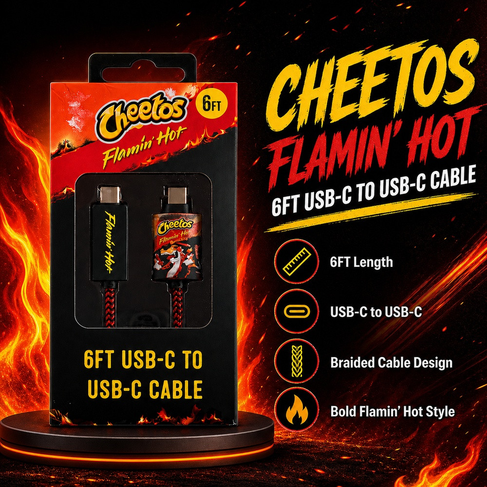 Cheetos Flamin' Hot USB-C to USB-C 60W Nylon Braided Charge & Sync ...