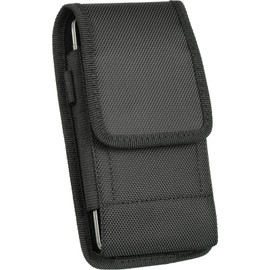 Universal Ballistic Nylon Vertical Hip Pouch Case with Carabiner Clip (6.5 inch & Above Screen Size) - Black