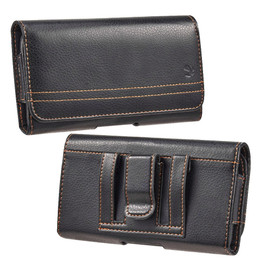 Premium Leather Horizontal Pouch Case (6.5 inch & Above Screen Size) - Black