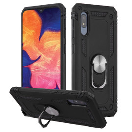 Armor Ring Finger Loop Hybrid Case for Samsung Galaxy A10e - Black