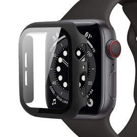 Defense Case with Integrated Tempered Glass Screen Protector for Apple Watch 40mm Series SE / 6 / 5 / 4 - Black