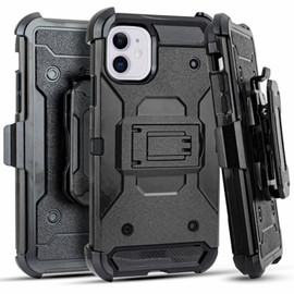 Kinetic Hybrid Armor Case with Belt Clip Holster for iPhone 12 Pro Max - Black