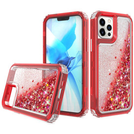 Atomic Quicksand Glitter Waterfall Hybrid Case for iPhone 12 Pro Max - Red
