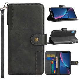 Executive Leather-Style Wallet Case for iPhone XR - Black