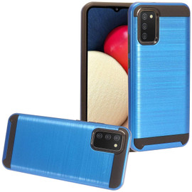 Brushed Textured Hybrid Armor Case for Samsung Galaxy A02s - Blue
