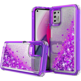 Atomic Quicksand Glitter Waterfall Hybrid Case for Motorola Moto G Stylus 2021 - Purple