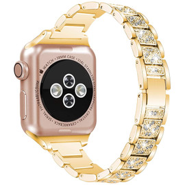 Luxury Stainless Steel Diamond Link Watch Band for Apple Watch 45mm / 44mm / 42mm - Gold