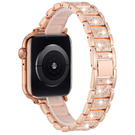 Luxury Stainless Steel Diamond Link Watch Band for Apple Watch 45mm / 44mm / 42mm - Rose Gold