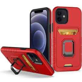 Tough Ring Case with Card Slot for iPhone 12 / iPhone 12 Pro - Red