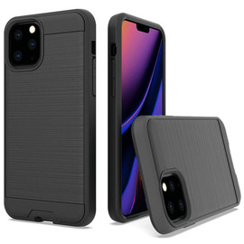 Brushed Textured Hybrid Armor Case for iPhone 13 Pro - Black