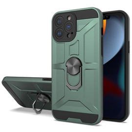 Dynamic Dual Layer Hybrid Case with Ring Stent Finger Loop for iPhone 13 Pro Max - Army Green