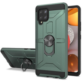 Dynamic Dual Layer Hybrid Case with Ring Holder Stand for Samsung Galaxy A42 5G - Midnight Green