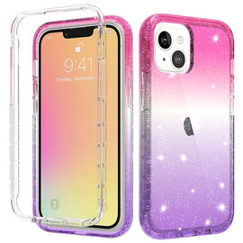 Color Gradient Sheer Sparkle Case for iPhone 13 - Pink Purple