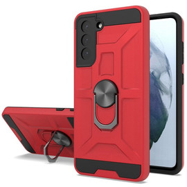 Dynamic Dual Layer Hybrid Case with Ring Holder for Samsung Galaxy S21 FE 5G - Red