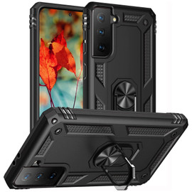 Military Grade Finger Loop Case with Ring Holder for Samsung Galaxy S21 FE 5G - Black