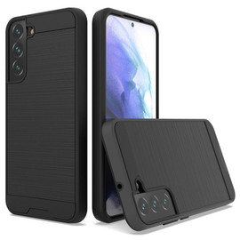 Brushed Textured Hybrid Armor Case for Samsung Galaxy S22 Plus 5G - Black