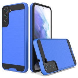 Brushed Textured Hybrid Armor Case for Samsung Galaxy S22 Plus 5G - Blue