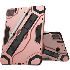 Rugged Hybrid Armor Case with Multi-Functional Kickstand for iPad Air (5th and 4th Generation) - Rose Gold