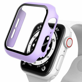 Defense Case with Integrated Tempered Glass Screen Protector for Apple Watch 41mm Series 7 - Purple