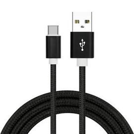 6.5 Ft. High-Speed 3A Nylon Braided USB-A to USB-C (Type-C) Charge & Sync Cable - Black