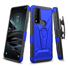 3-IN-1 Advanced Armor Hybrid Case with Belt Clip Holster for TCL 30 XE 5G - Blue