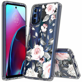 Tough Shield Snap-on Transparent Case for Motorola Moto G Stylus 5G 2022 - Pink Roses