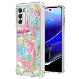Shockproof Fusion Shield Tough Snap-on Case with Ring Holder for Motorola Moto G Stylus 5G 2022 - Liquid Marbling