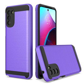 Brushed Textured Hybrid Armor Case for Motorola Moto G Stylus 5G 2022 - Purple