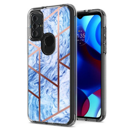Marble Series Dual Layer Designer Case for Motorola Moto G Pure / Moto G Power 2022 - Ocean Blue