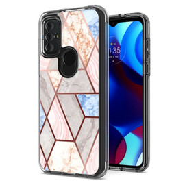 Marble Series Dual Layer Designer Case for Motorola Moto G Pure / Moto G Power 2022 - Pink Grey