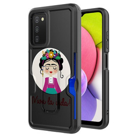 Ultra Rugged Hybrid Kickstand Case with Card Slot for Samsung Galaxy A03s - Viva la Vida