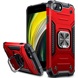 Robust Series Dual Layer Hybrid Case with Ring Holder for iPhone SE (3rd gen & 2nd gen) and iPhone 8/7 - Red