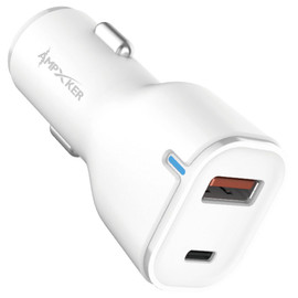20W USB-C PD Power Delivery + 18W Quick Charge 3.0 USB-A Car Charger - White