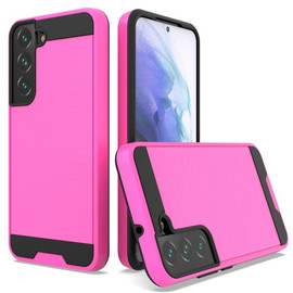 Brushed Textured Hybrid Armor Case for Samsung Galaxy S21 5G - Hot Pink