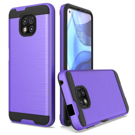 Brushed Textured Hybrid Armor Case for Motorola Moto G Power 2021 - Purple