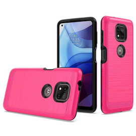 Brushed Textured Dual Layer Hybrid Case for Motorola Moto G Power 2021 - Hot Pink