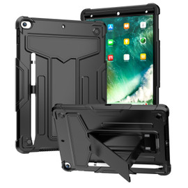 Military Grade Drop Proof Rugged Hybrid Armor Case with Kickstand for iPad 10.2 inch (9th, 8th & 7th Gen) - Black