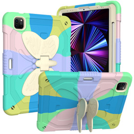 Butterfly Series Military Grade Shockproof Hybrid Case with Adjustable Wings for iPad Air (5th and 4th Generation) - Rainbow