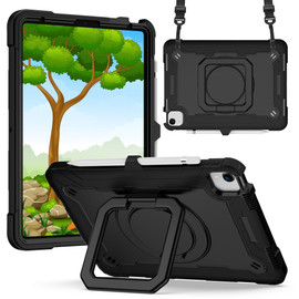 Military Grade Hybrid Armor Case with 360 Degree Rotation Kickstand for iPad Air (5th and 4th Generation) - Black