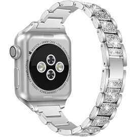 Luxury Stainless Steel Diamond Link Watch Band for Apple Watch 41mm / 40mm / 38mm - Silver