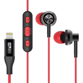 iDARS MFi Apple Certified Noise Isolation Earphones with Lightning Connector - Red