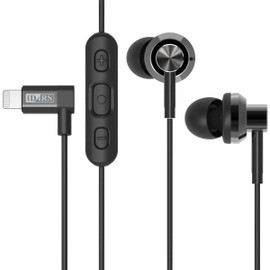 iDARS MFi Apple Certified Noise Isolation Earphones with L-Shape Lightning Connector - Black