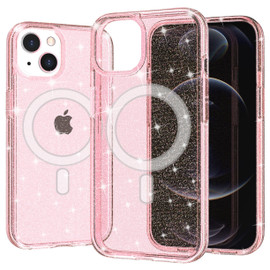 MagSafe Compatible Crystal Glitter Fusion Case for iPhone 14 Pro Max - Pink