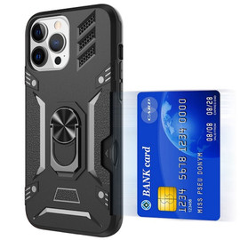 Tough Ring Grip Case with Card Slot for iPhone 14 Pro - Black