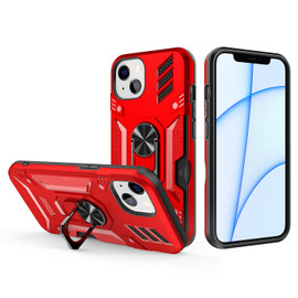 Tough Ring Grip Case with Card Slot for iPhone 14 Plus - Red
