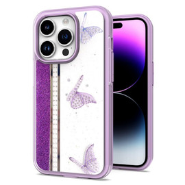 Butterfly Series Hybrid Case for iPhone 14 Pro Max - Purple
