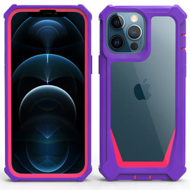 Military Grade Transparent Hybrid Case for iPhone 14 Pro - Purple Hot Pink