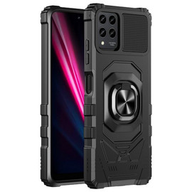 Robotic Series Dual Layer Hybrid Case with Ring Grip for T-Mobile REVVL 6 Pro 5G - Black