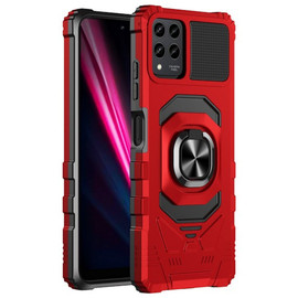 Robotic Series Dual Layer Hybrid Case with Ring Grip for T-Mobile REVVL 6 Pro 5G - Red