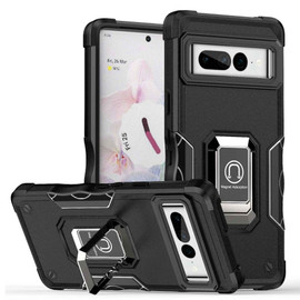 Military Grade Shockproof Hybrid Armor Case with Ring Grip for Google Pixel 7 Pro - Black